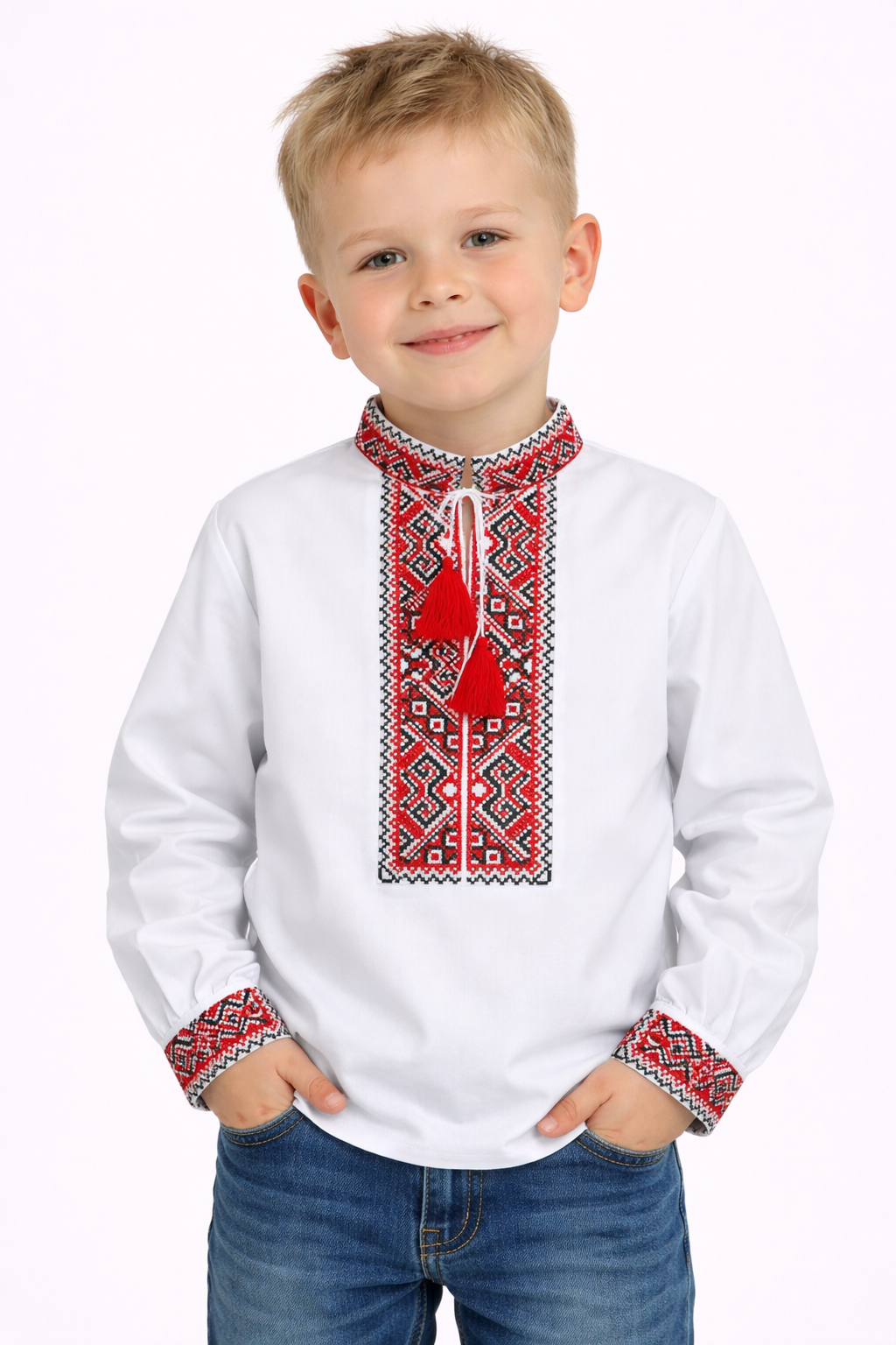 Вышиванка для мальчика красный Хмельницький кр/Орнамент