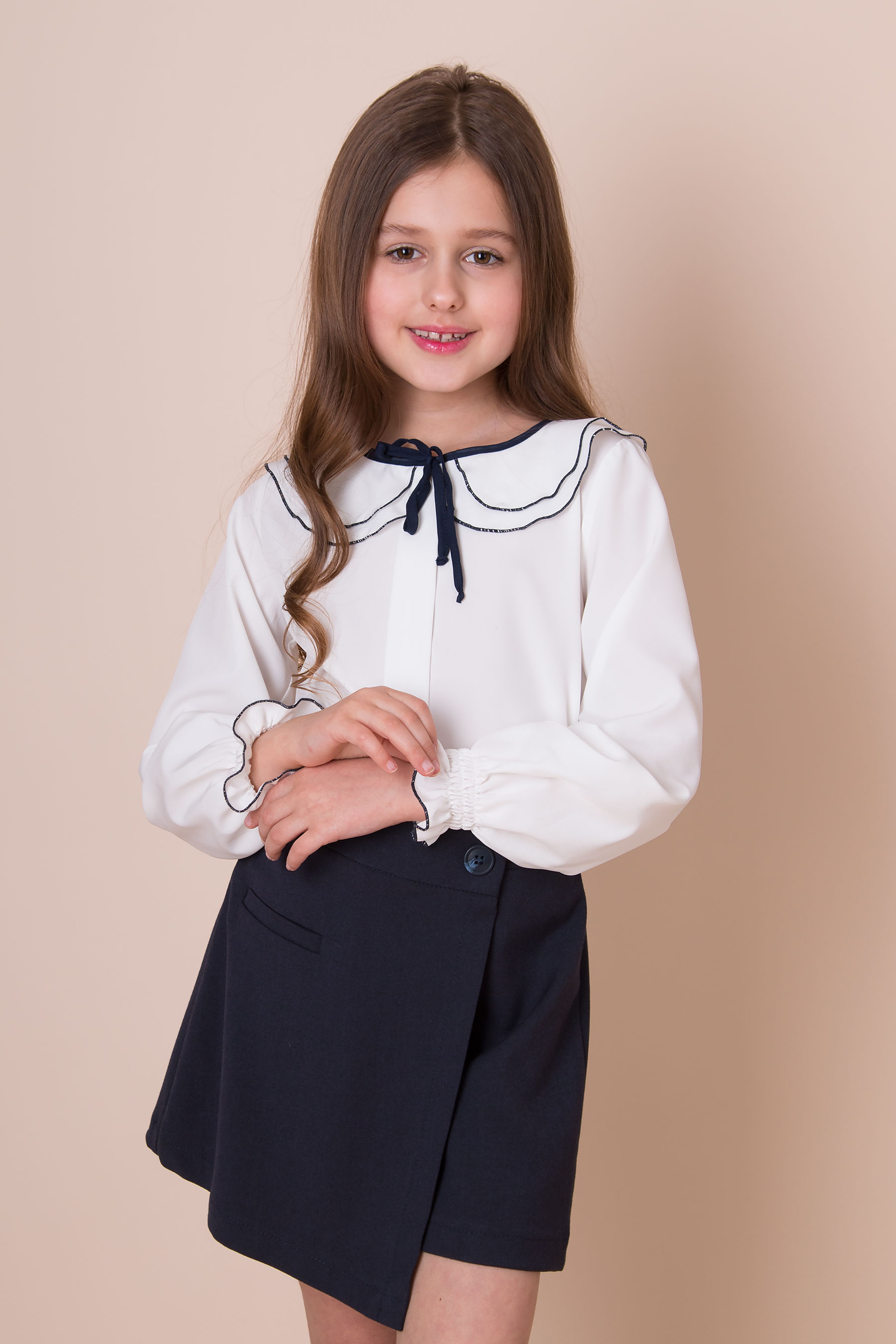 Блуза для девочки молочный Mevis 5343-02