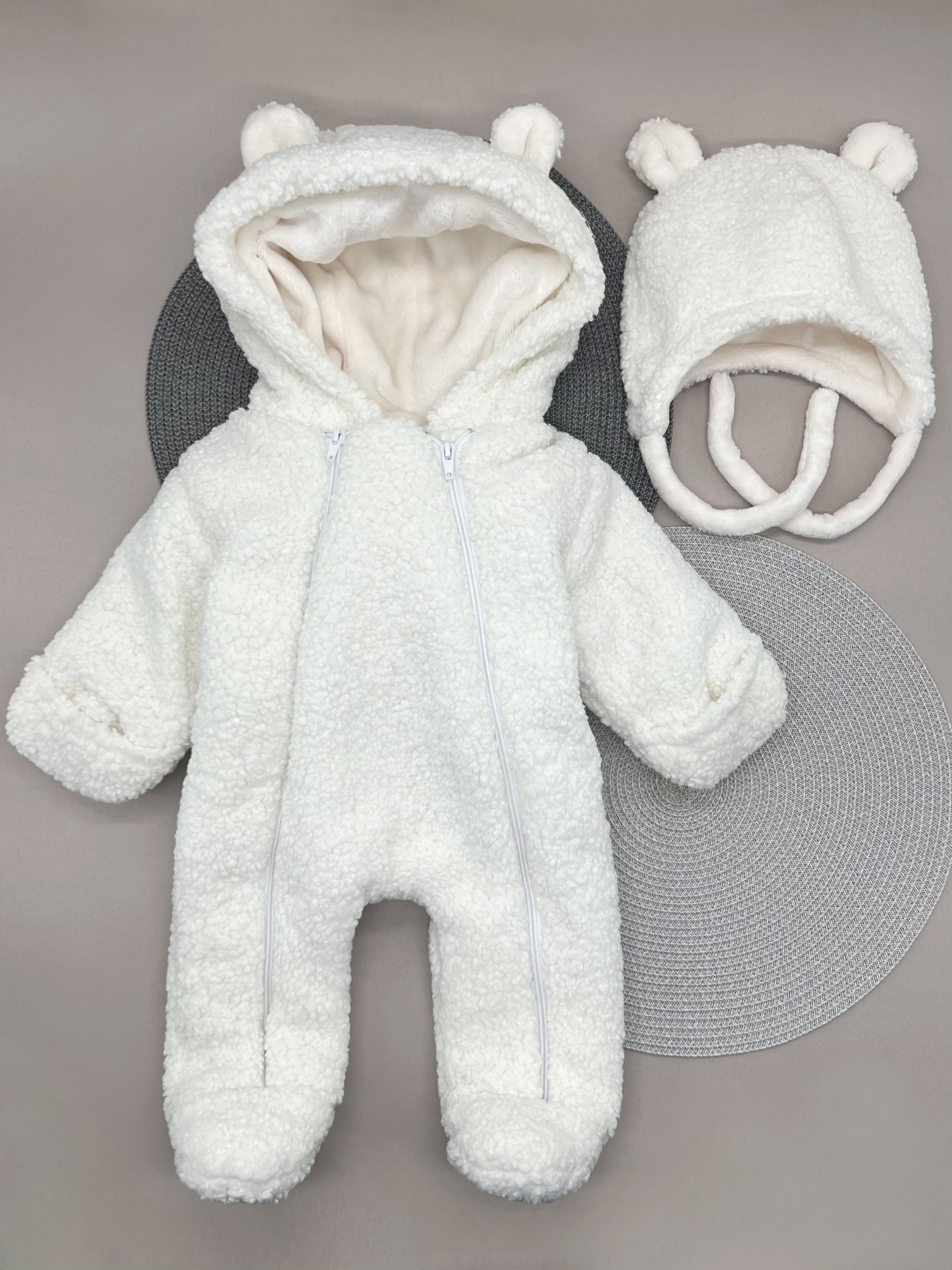 Комбінезон  із шапкою для дівчинки білий Angelok-Child кб/ЗTeddy/біл