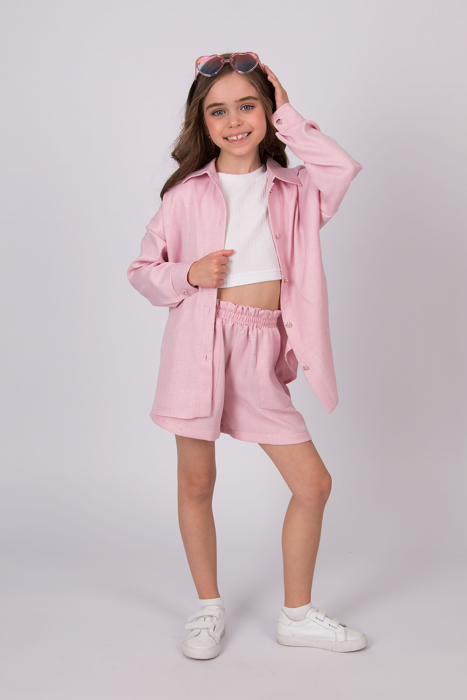 Костюм з блискітками для дівчинки рожевий Mevis 5839-03