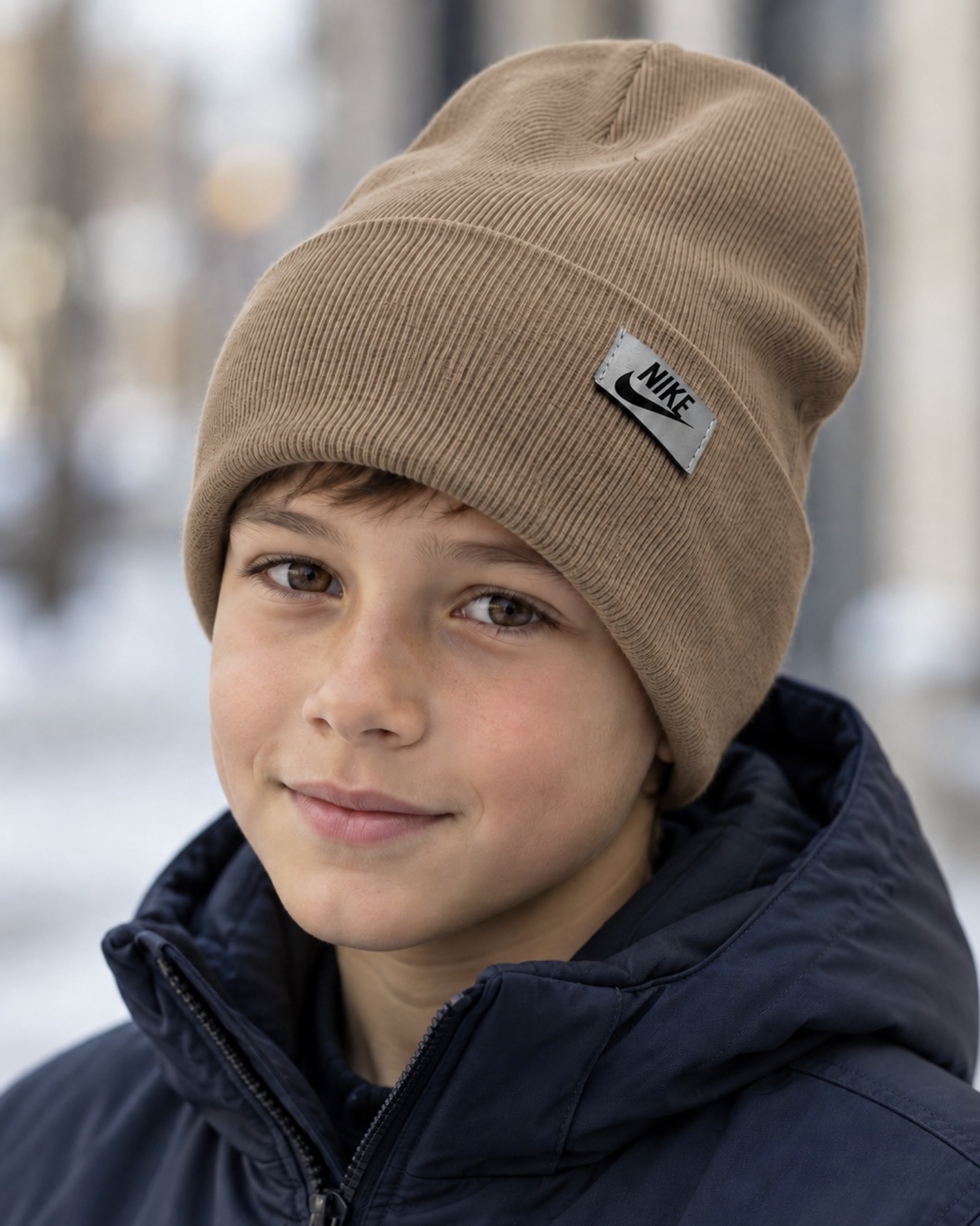 Шапка для мальчика темно-бежевый Talvi Kids Nike/тбеж