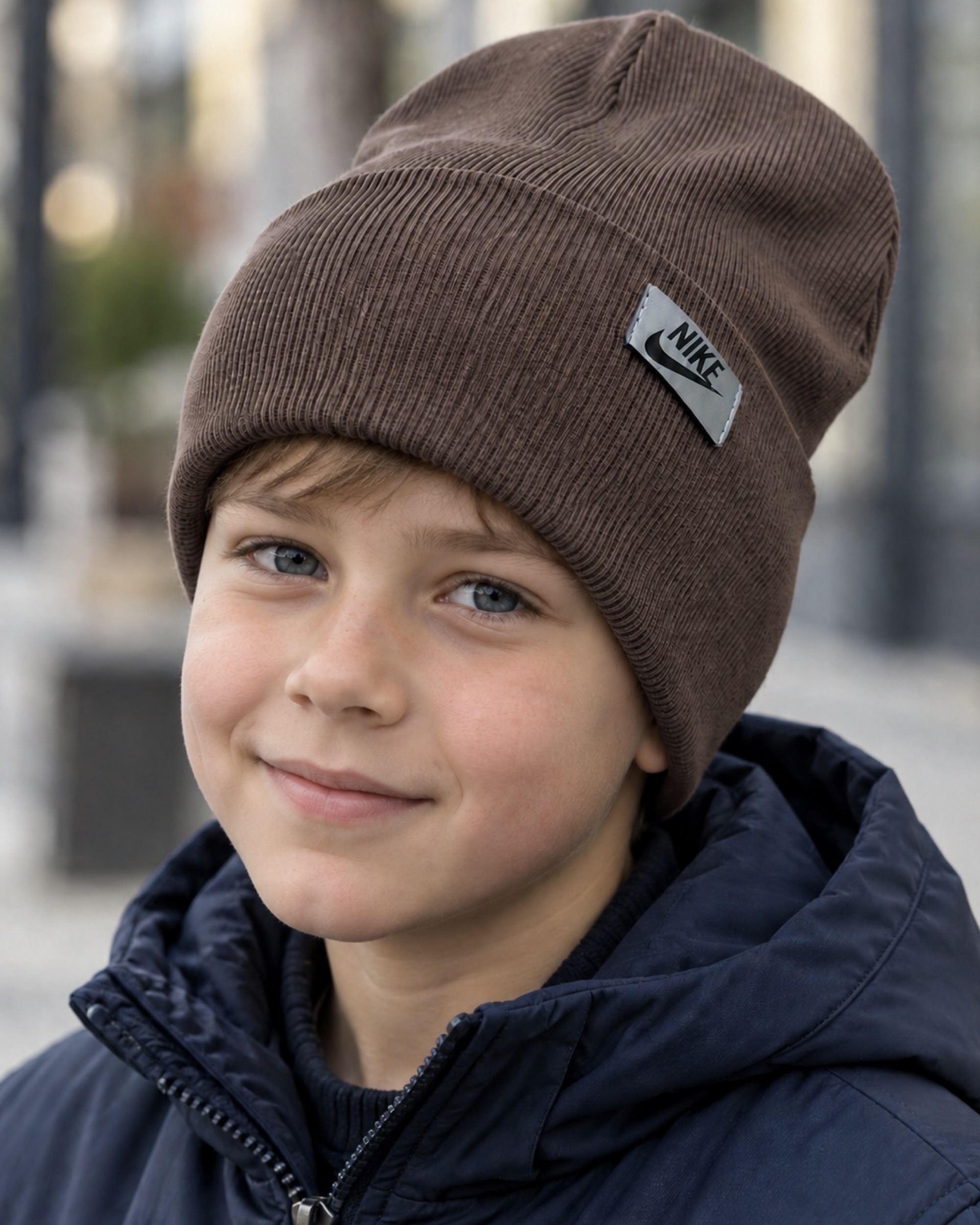 Шапка для мальчика коричневый Talvi Kids Nike/кор