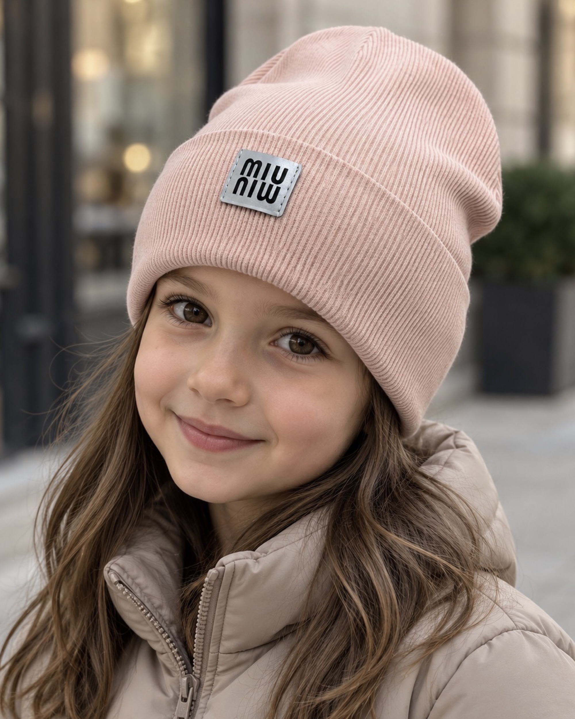 Шапка для дівчинки пудровий Talvi Kids MIU/пуд